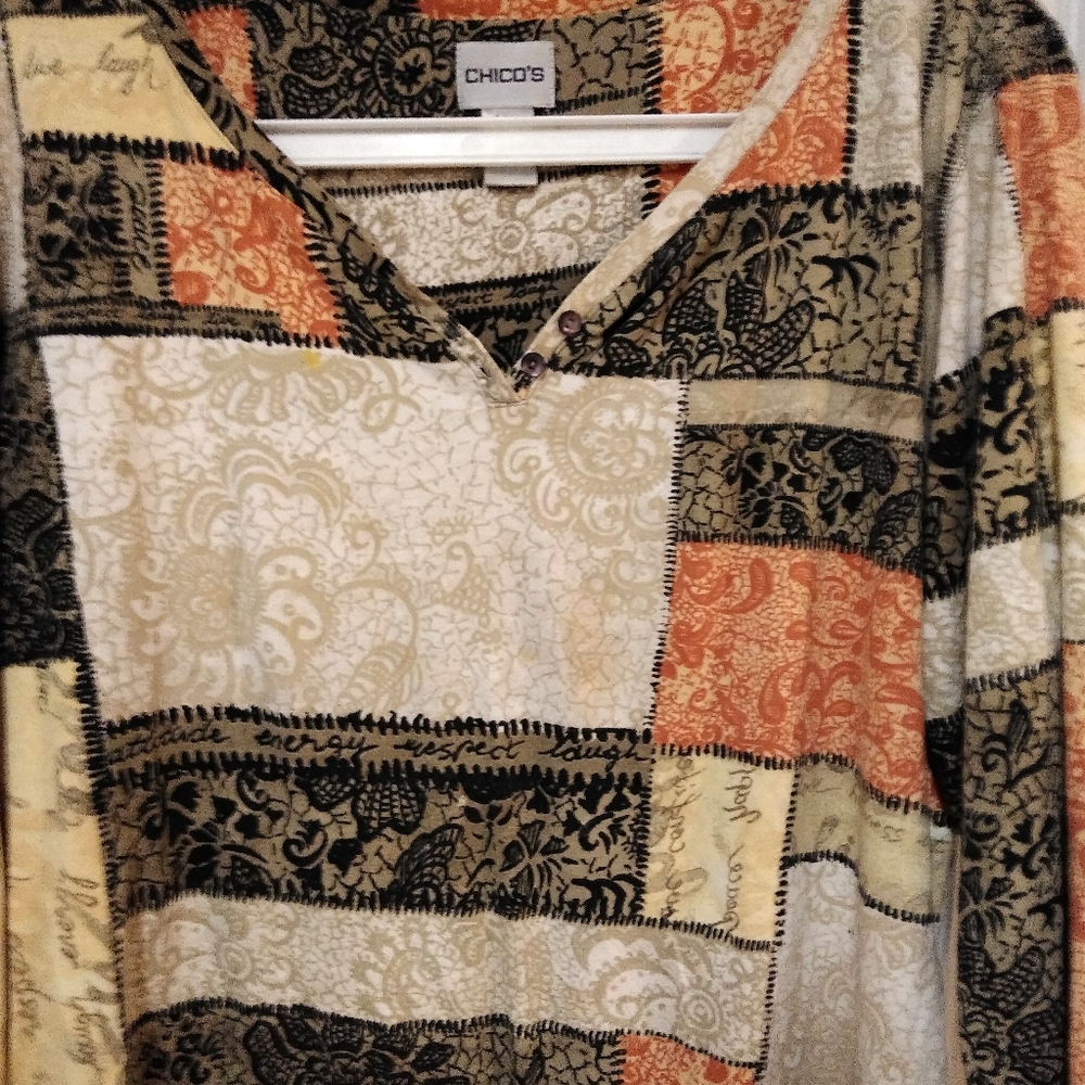 Chico's Chicos Vee V Neck Top 3/4:Sleeves Size 3 - Picture 8 of 12